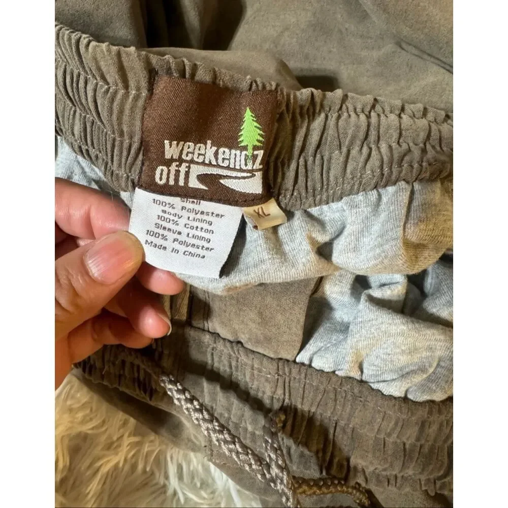 Weekendz off brown elastic waist pull on drawstring joggers pants 38x32 XL